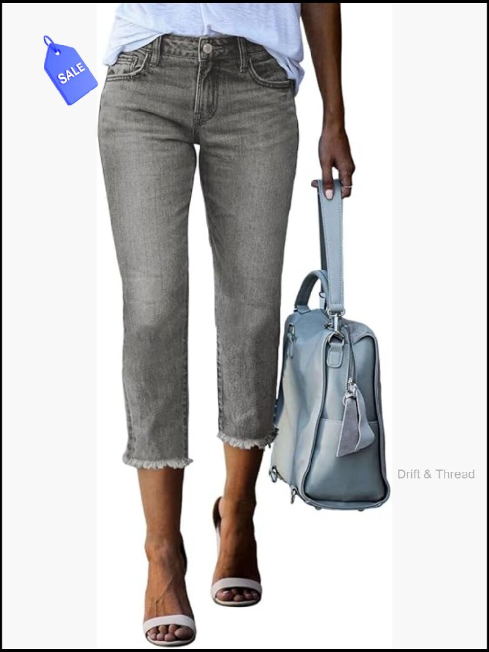 High Waisted Capri Jeans Straight Leg Denim Pants